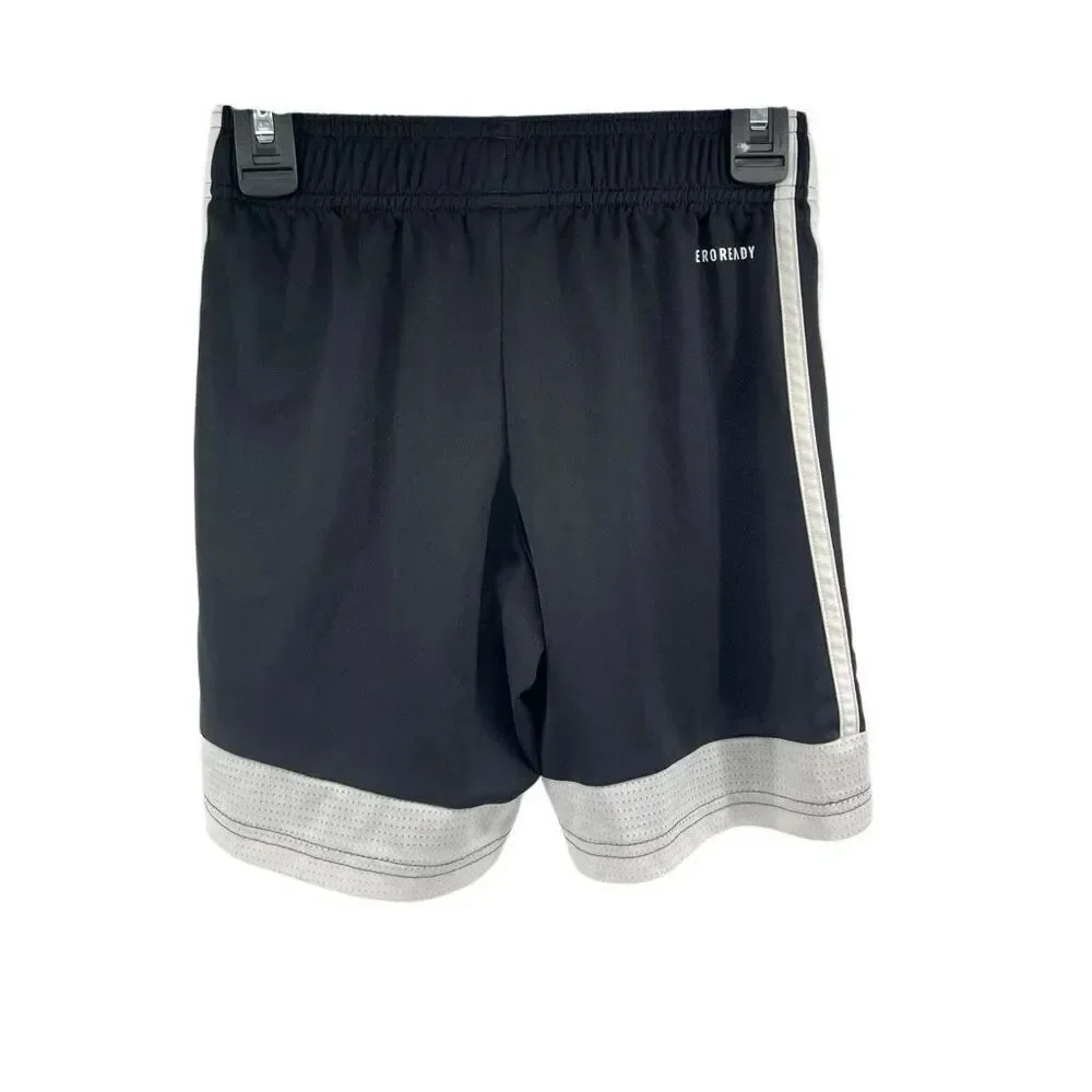 Adidas AeroReady Boys Black White Athletic Shorts Small Activewear Gym Shorts